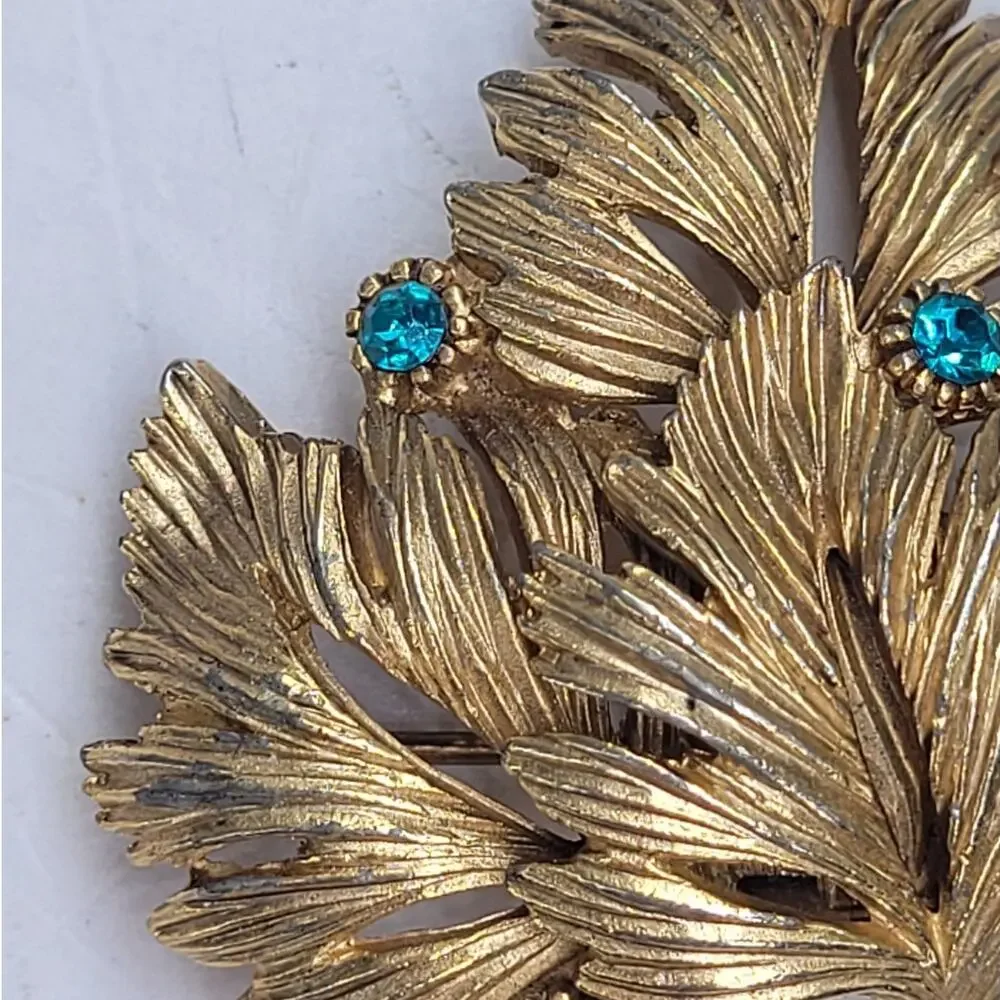 Signed Sphinx Green Rhinestone Brooch Rich Aunt Regal Glam Jewelry